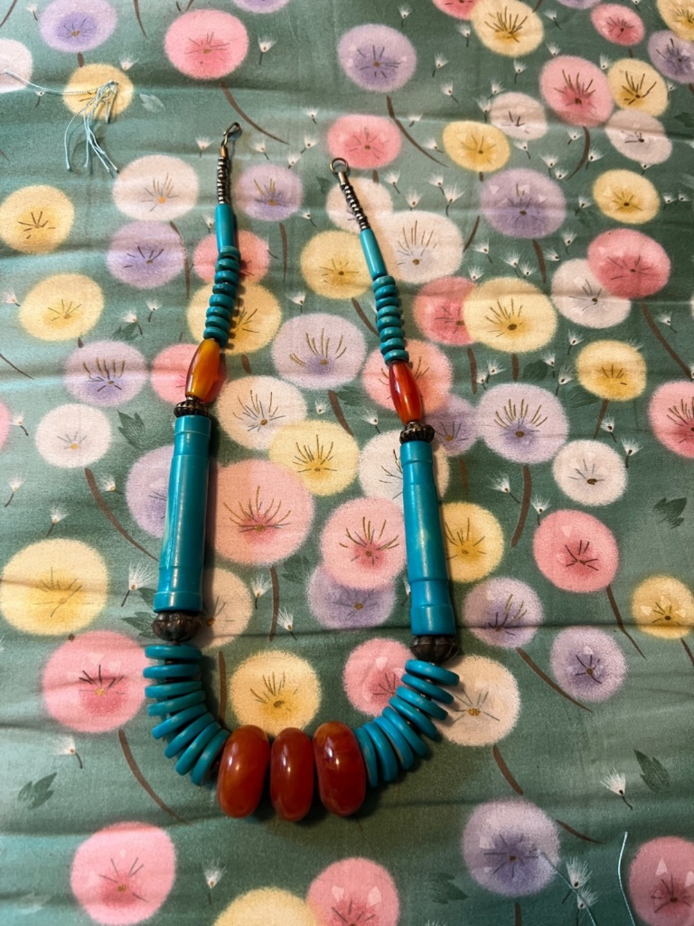 Turquoise and Amber Beaded Statement Necklace - Women Jewelry